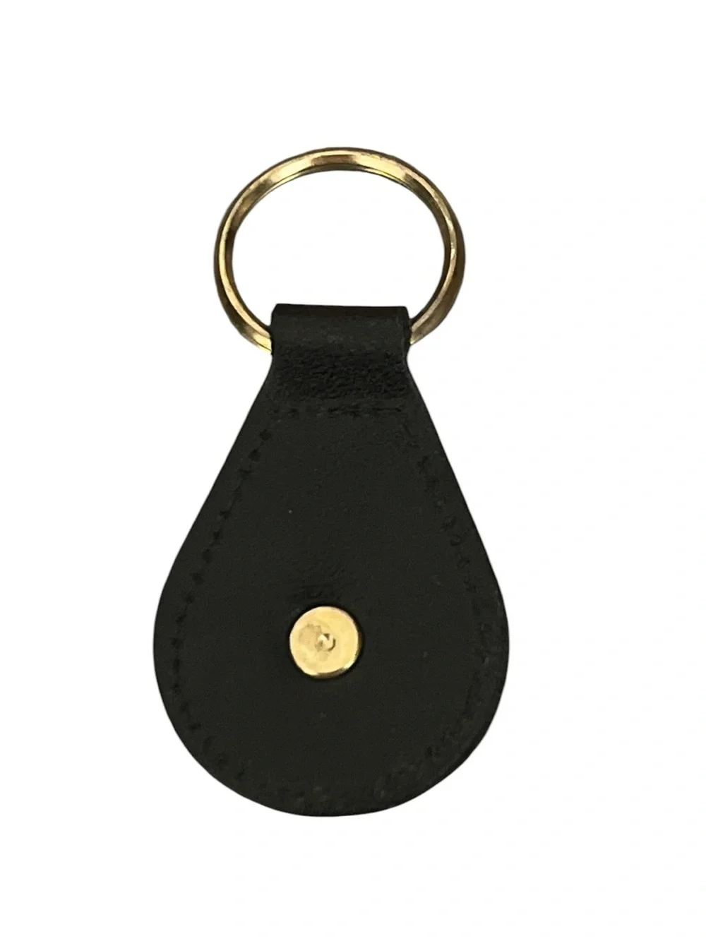 Genesis Crude Oil Stitched Leather Key Fob Gold Tone Metal Medallion Key Holder